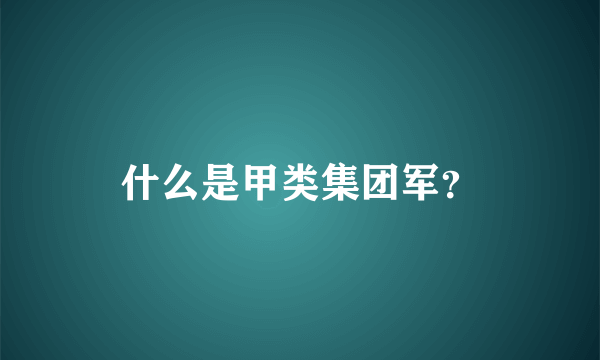 什么是甲类集团军？