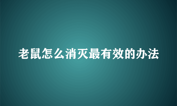 老鼠怎么消灭最有效的办法