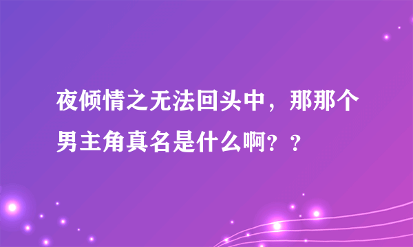 夜倾情之无法回头中，那那个男主角真名是什么啊？？