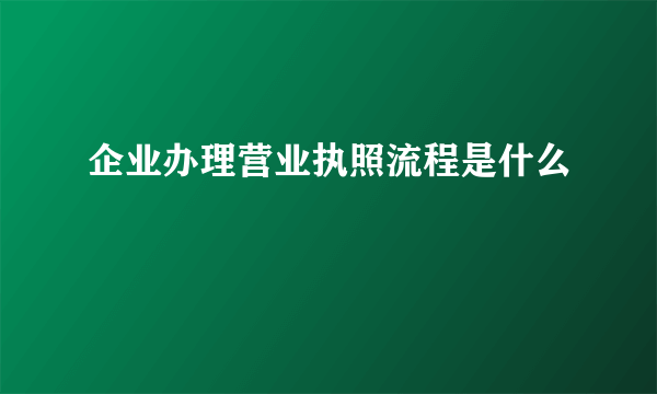 企业办理营业执照流程是什么