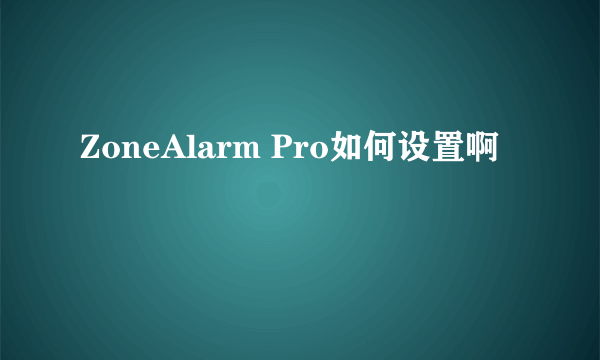 ZoneAlarm Pro如何设置啊