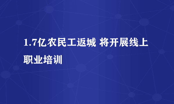 1.7亿农民工返城 将开展线上职业培训