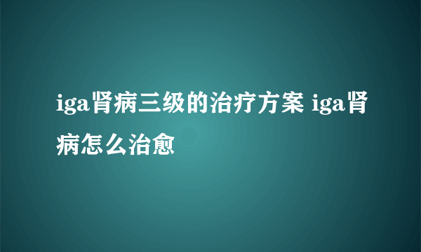 iga肾病三级的治疗方案 iga肾病怎么治愈