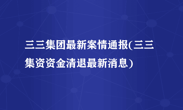 三三集团最新案情通报(三三集资资金清退最新消息)