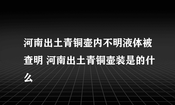 河南出土青铜壶内不明液体被查明 河南出土青铜壶装是的什么