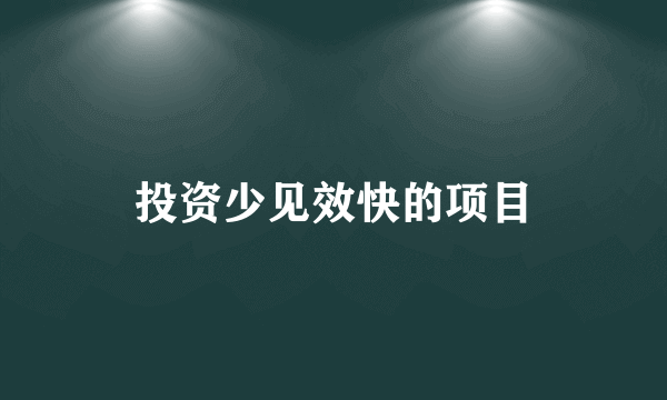 投资少见效快的项目