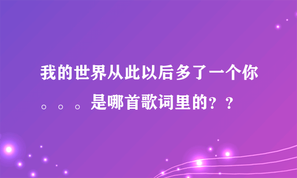 我的世界从此以后多了一个你。。。是哪首歌词里的？？