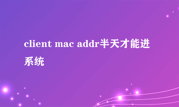 client mac addr半天才能进系统