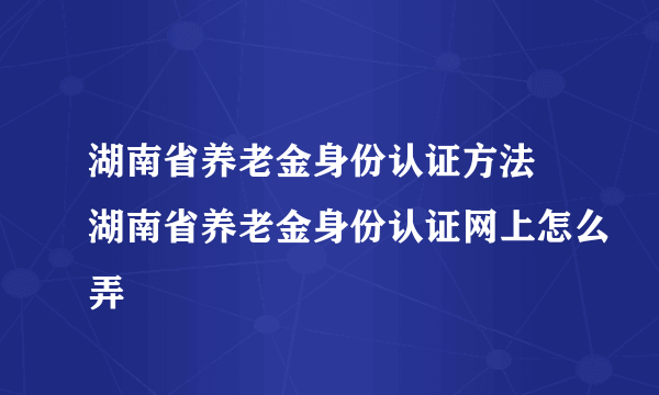 湖南省养老金身份认证方法 湖南省养老金身份认证网上怎么弄