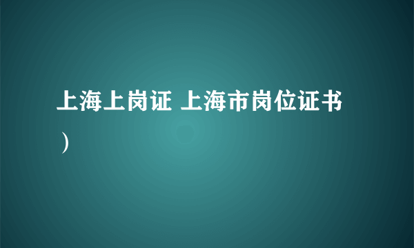 上海上岗证 上海市岗位证书）