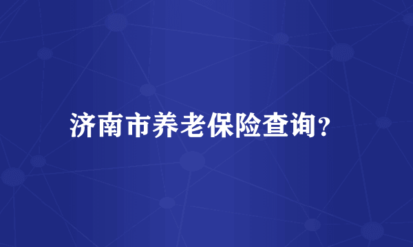 济南市养老保险查询？