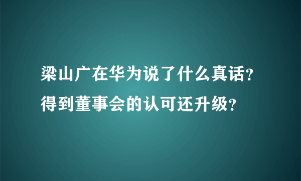 梁山广在华为说了什么真话？得到董事会的认可还升级？