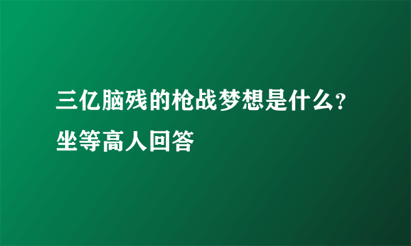 三亿脑残的枪战梦想是什么？坐等高人回答