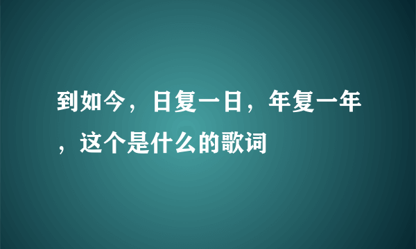 到如今，日复一日，年复一年，这个是什么的歌词