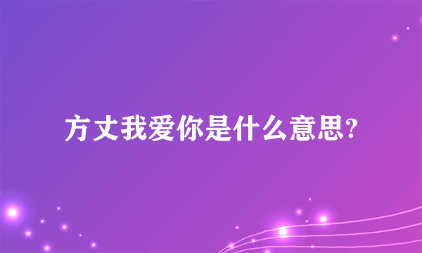 方丈我爱你是什么意思?