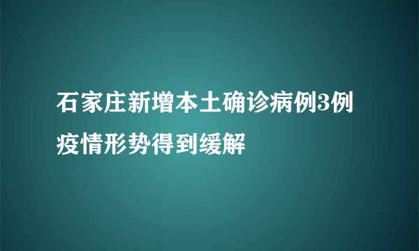 石家庄新增本土确诊病例3例 疫情形势得到缓解