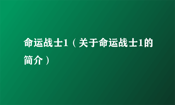 命运战士1（关于命运战士1的简介）