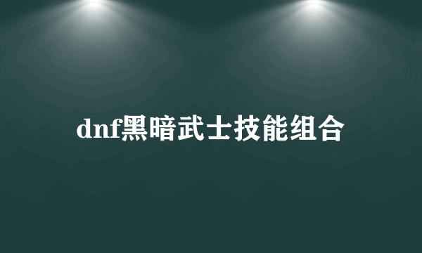 dnf黑暗武士技能组合