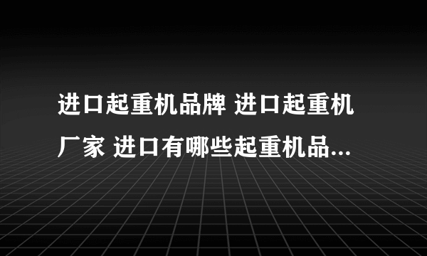 进口起重机品牌 进口起重机厂家 进口有哪些起重机品牌【品牌库】