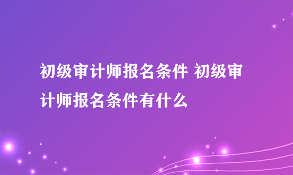 初级审计师报名条件 初级审计师报名条件有什么