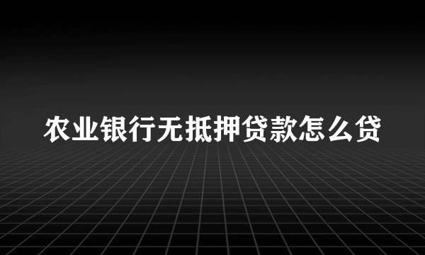 农业银行无抵押贷款怎么贷