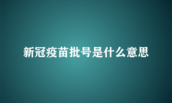 新冠疫苗批号是什么意思