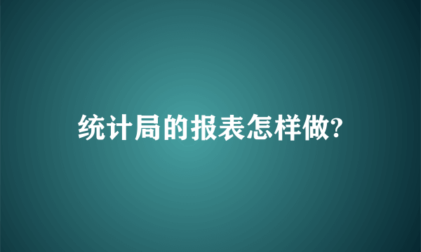 统计局的报表怎样做?