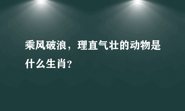 乘风破浪，理直气壮的动物是什么生肖？