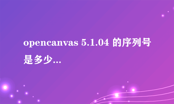 opencanvas 5.1.04 的序列号是多少？各位仙人求指教~~