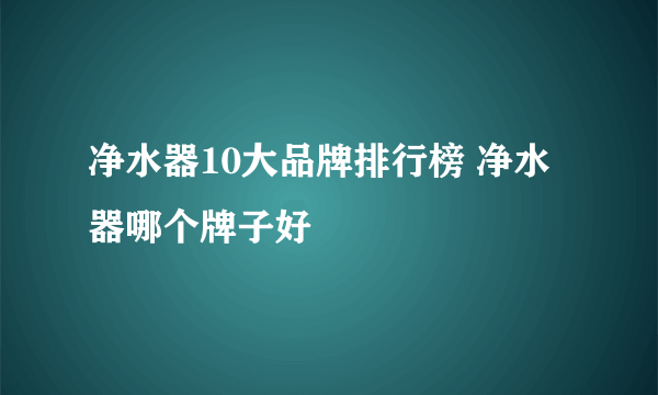 净水器10大品牌排行榜 净水器哪个牌子好