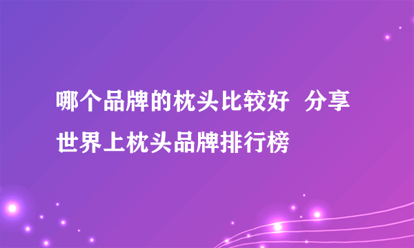 哪个品牌的枕头比较好  分享世界上枕头品牌排行榜