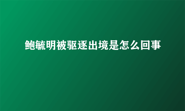 鲍毓明被驱逐出境是怎么回事