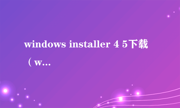 windows installer 4 5下载（windows installer 4.5如何安装