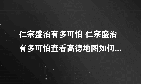 仁宗盛治有多可怕 仁宗盛治有多可怕查看高德地图如何放大街道.人物?