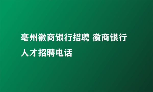 亳州徽商银行招聘 徽商银行人才招聘电话