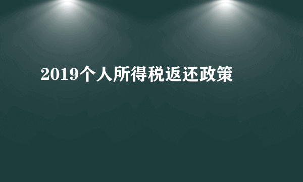 2019个人所得税返还政策