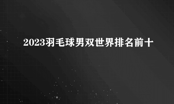 2023羽毛球男双世界排名前十