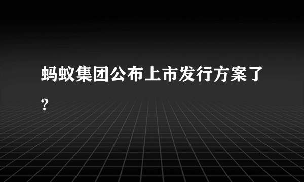 蚂蚁集团公布上市发行方案了?