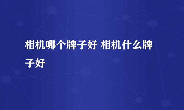 相机哪个牌子好 相机什么牌子好