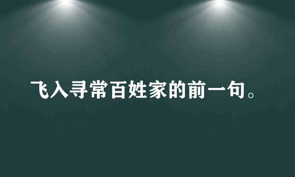 飞入寻常百姓家的前一句。