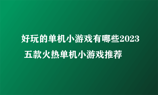 好玩的单机小游戏有哪些2023 五款火热单机小游戏推荐