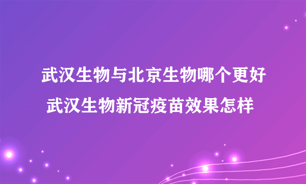 武汉生物与北京生物哪个更好 武汉生物新冠疫苗效果怎样