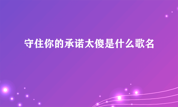 守住你的承诺太傻是什么歌名