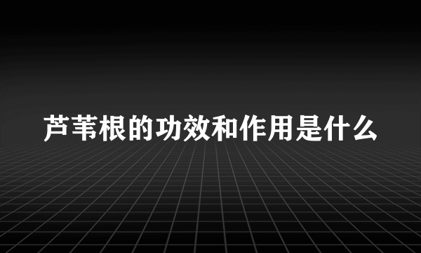 芦苇根的功效和作用是什么