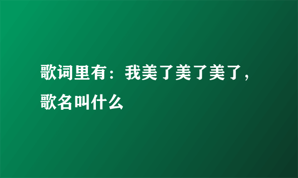 歌词里有：我美了美了美了，歌名叫什么