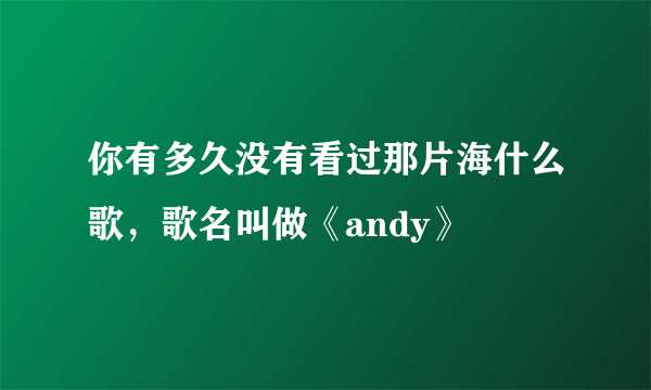 你有多久没有看过那片海什么歌，歌名叫做《andy》