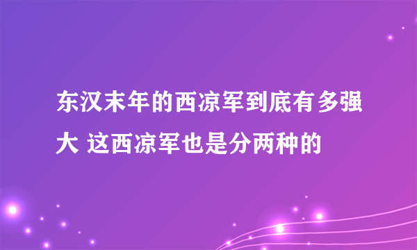 东汉末年的西凉军到底有多强大 这西凉军也是分两种的