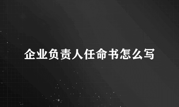 企业负责人任命书怎么写