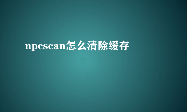 npcscan怎么清除缓存