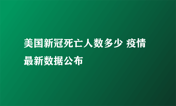 美国新冠死亡人数多少 疫情最新数据公布